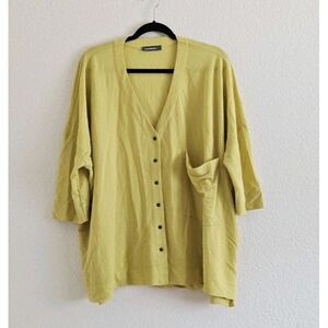 Alembika Oversized Relaxed Cardigan Lagenlook Yellow Size S Snap Button Boxy Fit